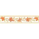 Samolepiaca bordúra kvety oranžové s béžovými listami 5 m x 5,8 cm