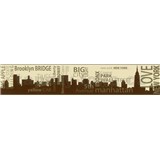 Samolepiaca bordúra New York hnedo-zlatá 5 m x 9,6 cm