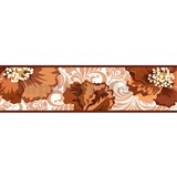 Samolepiaca bordura hnedé kvety s ornamentami 5 m x 4,3 cm - POSLEDNÍ KUS