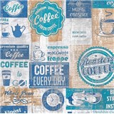Papierové tapety na stenu retro coffee modré - POSLEDNÉ KUSY