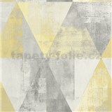 Vliesové tapety na stenu IMPOL Collection geometrické vzory s patinou sivo-žlté