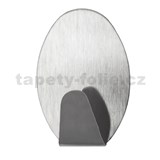 SET 3x veľký samolepiaci háčik oválny strieborný 4x3,5x2 cm - POSLEDNÉ KUSY