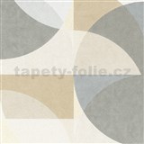 Vliesové tapety na stenu Elle Decoration geometrický vzor pastelovo hnedo-sivý