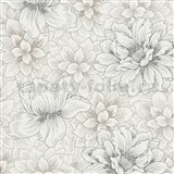 Vliesové tapety IMPOL Natural Living biele kvety so striebornými a zlatými detailmi
