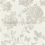 Vliesové tapety na stenu Classic kvety sivé na textilnom podklade