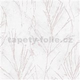 Vliesové tapety na stenu IMPOL Evolution listy ružovo metalické na bielom podklade