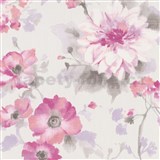 Vliesové tapety na stenu G.M.K. Fashion For Walls kvety ružovo-fialové na bielom podklade