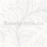 Vliesové tapety na stenu Felicita jemné listy bielo-sivé na krémovom podklade