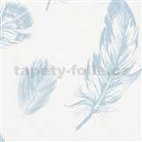 Vliesové tapety na stenu Felicita perie modré na bielom podklade