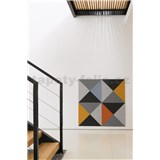 Dekoratívne filcové panely FLATLINE trojuholníky sivo-oranžové 114 x 114 cm - POSLEDNÝ KUS