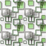 Samolepiace tapety stromy s rámčekmi s 3D efektom zelené 45 cm x 10 m