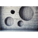 Vliesové fototapety betonová stena s kruhmi  rozmer 375 cm x 250 cm - POSLEDNÉ KUSY