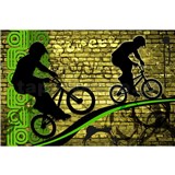 Vliesové fototapety bicycle green rozmer 375 cm x 250 cm