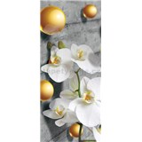 Vliesové fototapety orchidea a 3D guličky rozmer 91 cm x 211 cm