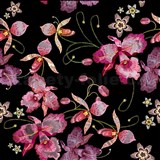 Samolepiace tapety orchidea ružovo-čierno-zlatá- 45 cm x 5 m