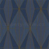 Vliesové tapety na stenu IMPOL Giulia Art-Deco vzor modrý so zlatými kontúrami