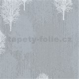 Vliesové tapety na stenu IMPOL Giulia stromy bielo-sivé na svetlo sivom podklade