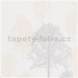 Vliesové tapety na stenu IMPOL Giulia stromy sivo-béžové na bielom podklade