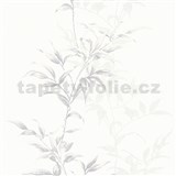 Vliesové tapety na stenu IMPOL Hailey popínavé listy sivé na bielom podklade