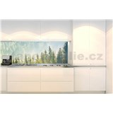 Samolepiace tapety za kuchynskú linku hmla nad lesom rozmer 180 cm x 60 cm