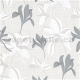 Vliesové tapety IMPOL Luna2 kvety strieborno-biele na textilnom podklade so striebornou niťou