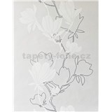 Vliesové tapety na stenu IMPOL kvety bielo-strieborné na sivom poklade
