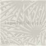 Vliesové tapety na stenu Metropolitan Stories palmové listy svetlo sivé na krémovom podklade