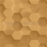 Vliesové tapety na stenu IMPOL PintWalls hexagony metalicky zlaté