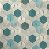 Vliesové tapety na stenu IMPOL hexagony 3D modré