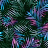 Vliesové tapety na stenu IMPOL listy palmy zelené, fialové, modré