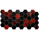 Obkladové 3D PVC panely rozmer 973 x 492 mm hexagon červeno-čierny Induction