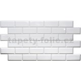 Obkladové panely 3D PVC rozmer 966 x 484 mm obklad biely so sivou škárou