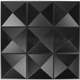 Obkladové panely 3D PVC Pyramids black rozmer 500 x 500 mm, hrúbka 1 mm