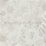 Vliesové tapety na stenu Secret Garden štylizované listy svetlo sivé - POSLEDNÉ KUSY