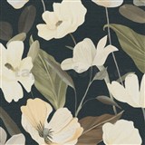 Vliesové tapety na stenu Secret Garden štylizované kvety na tmavom podklade