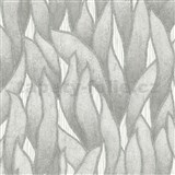 Vliesové tapety na stenu IMPOL Spotlight 3 popínavé listy sivo-strieborné na sivom podklade