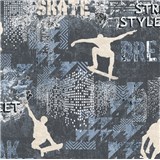 Vliesové tapety na stenu IMPOL Sweet and Cool skate - street style sivo-modrý