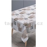 Obrus metráž florálny vzor hnedo-sivý