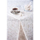 Obrusy návin 20 m x 140 cm ornamenty kvetov strieborné