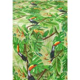 Obrusy návin 20 m x 140 cm jungle s tukany s textilnou štruktúrou