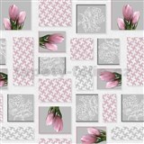 Obrus metráž ružové tulipány -  POSLEDNÉ METRY