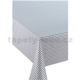 Obrus metráž farebné pruhy sivo-biele