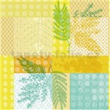 Obrus metráž florálny vzor žlto-zelený