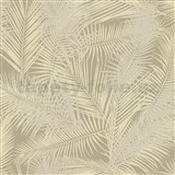 Vliesové tapety na stenu IMPOL EDEN palmové listy béžovo-zlaté s metalickým odleskom