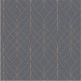 Vliesové tapety na stenu vlnovky bronzové na modrom podklade