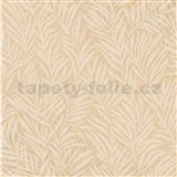 Vliesové tapety na stenu papradie sivé na žltom podklade