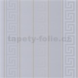 Luxusné vliesové tapety Versace III grécky kľúč sivý so zlatými prúžkami-POSLEDNÉ KUSY